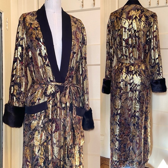 Zara Jackets & Blazers - Rare ✨ Zara Lamé Faux Fur Smoking Robe
